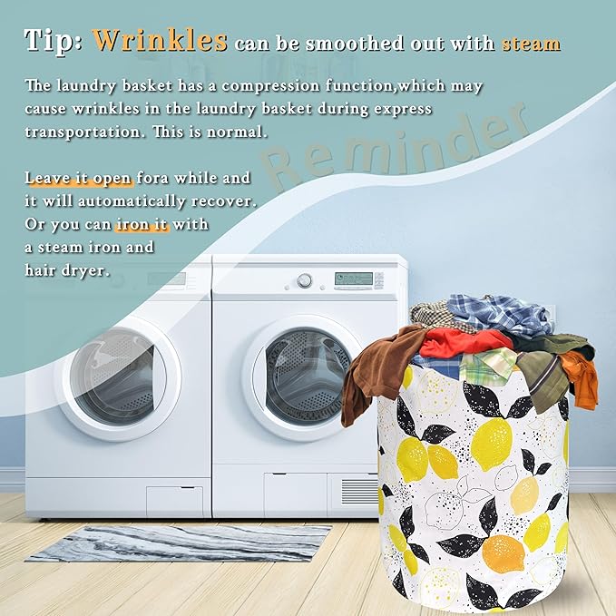 Lemons Laundry Hamper Boho Tropical Fruit Colorful Laundry Basket