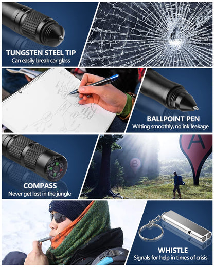 12 in 1 Tactical Pen, Self Defense Pen Multitool Gifts for Men, Stocking Stuffers for Adult, Cool EDC Gear- Christmas Birthday White Elephant Gifts for Dad, Husband, Boyfriend From Daughter Son Wife