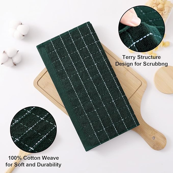 Homaxy 100% Cotton Terry Kitchen Dish Cloths, Ultra Soft and Absorbent Dish