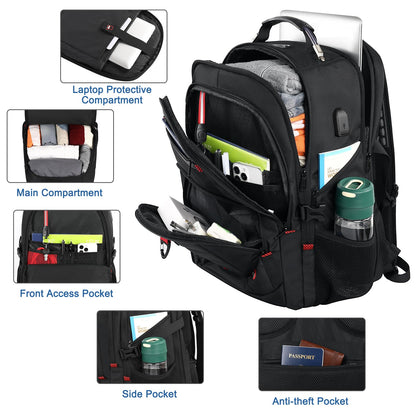 Z-MGKISS Men's Extra Large 55L Anti-Theft Backpack, TSA-Approved for 18.4-19" Gaming Laptops, Gym Work Travel for Business College Daypack (Black)