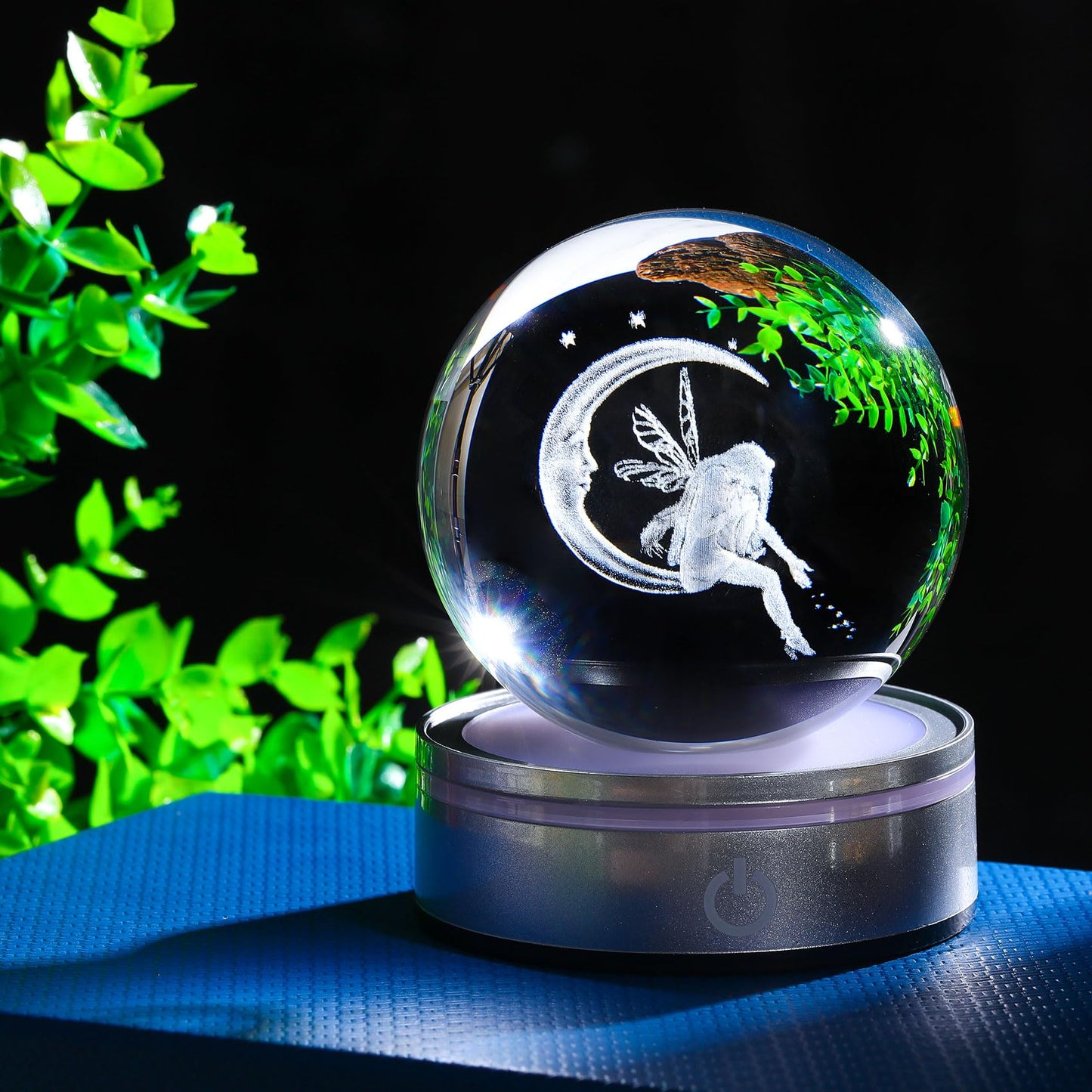Movdyka 3D Crystal Ball Moon & Fairy Statue Decor Gifts for Women Girls