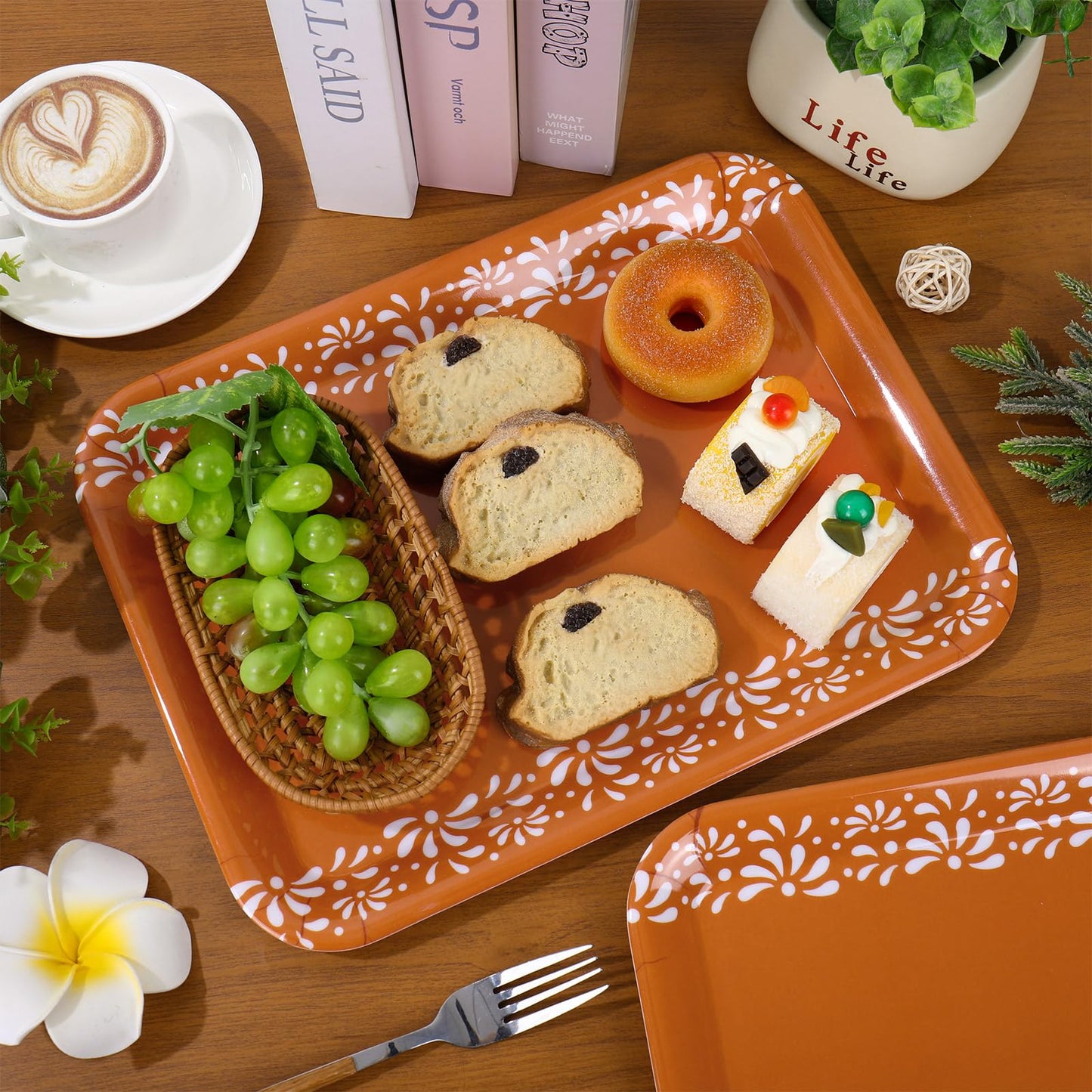 FYSUIMU 3 Pcs Cielito Lindo Serving Tray De Barro Melamine Charcuterie Board Serving Platter 13 x 10 Inch for Mexican Fiesta Terracotta Flower Plates for Birthday Wedding Cinco De Mayo Party