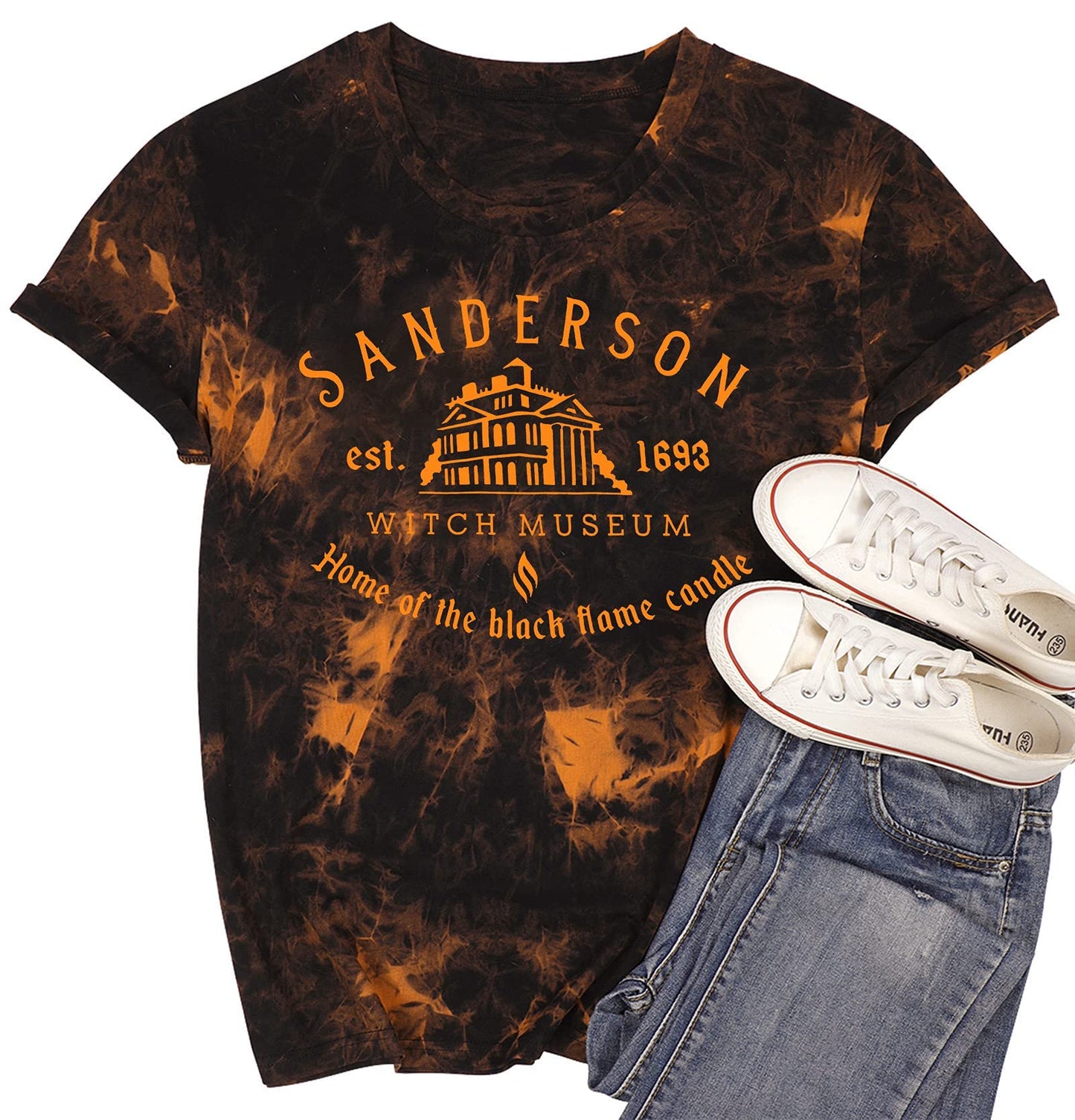 Plus Size Halloween Shirt Women Sanderson Letter Print Graphic Hocus Pocus Tees Tops (Black,2XL)