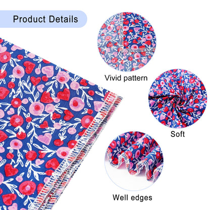 E-Clover Cute Girl Dog Bandanas & Matching Scrunchie Set Heart Dog Bandana Scarf with Bow Hair Ties for Medium Large Dogs Pet Owner Mom Gifts Pink Floral