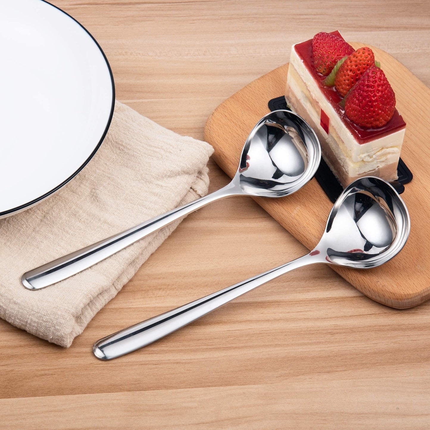 IMEEA 8-Inch Gravy Ladle SUS304 Stainless Steel Serving Ladle, Set of 4