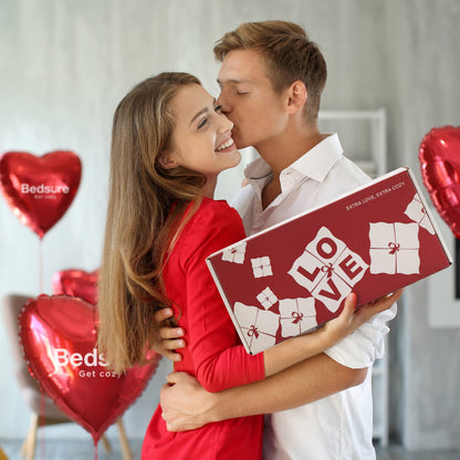 Bedsure Valentines Day Throw Blanket - Soft and Warm Sherpa Heart Throws Valentines Day Gifts for Him and Her, I Love You Red 50"x60"