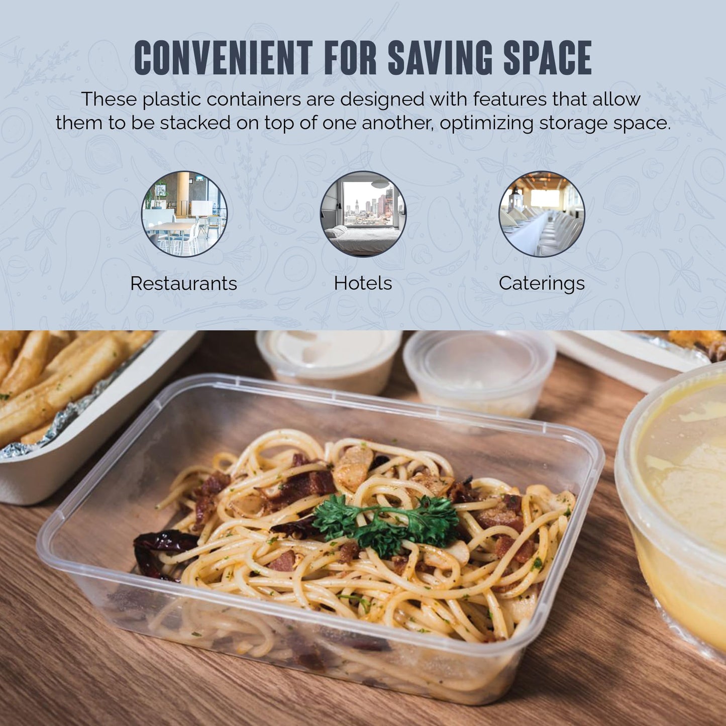 We Can Source It Ltd 50 x 750ml Plastic Microwave & Freezer Safe Food Containers with Lids - BPA-Free, Reusable, Takeaway Meal Prep Containers - Catering Grade Food Storage Boxes for Home & Business
