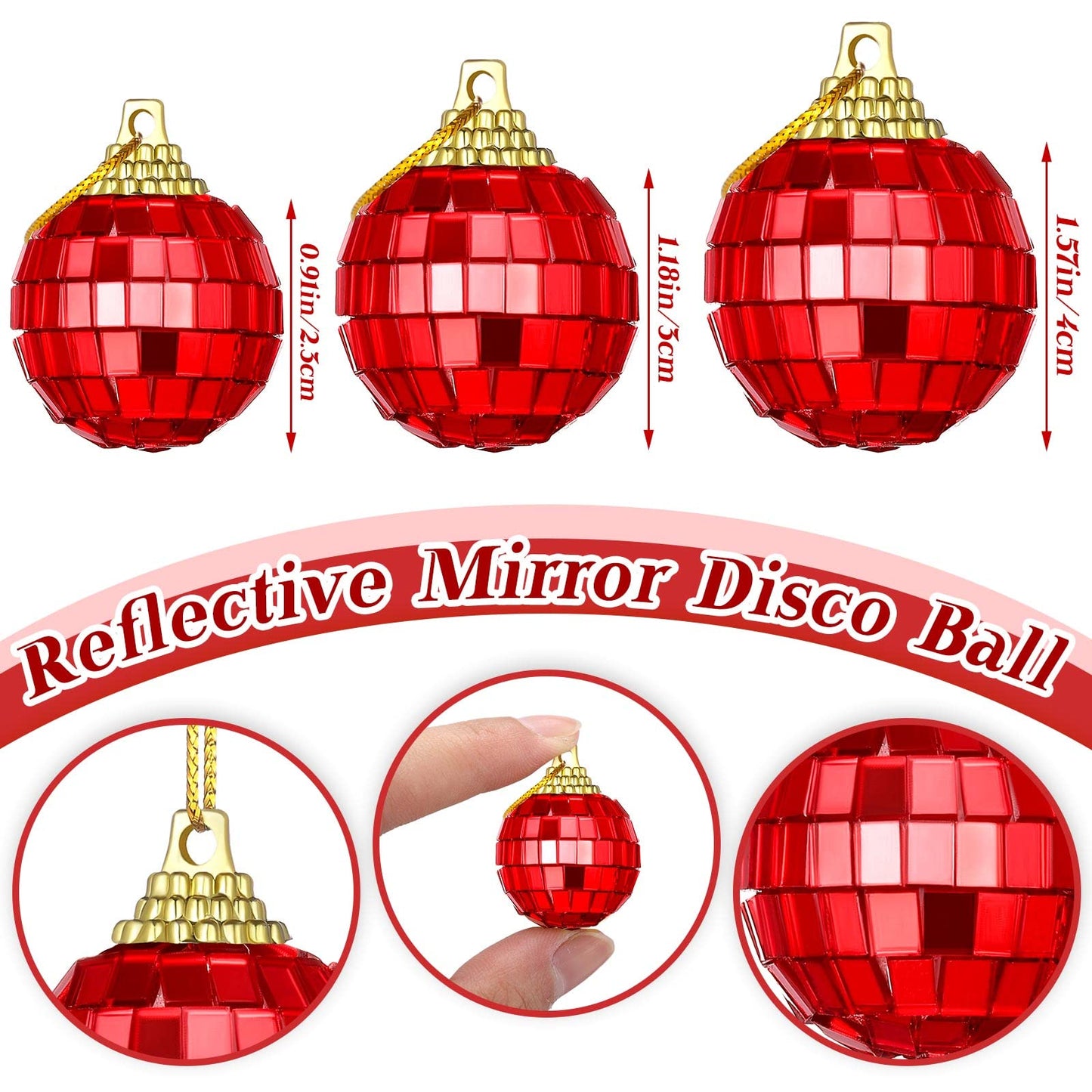 BBTO 36 Pcs Mini Disco Ball Ornaments New Year Ornaments 70s Party Decor Xmas Tree Hanging Reflective Decorations for Party Wedding Holiday Decor(1.18 Inch)