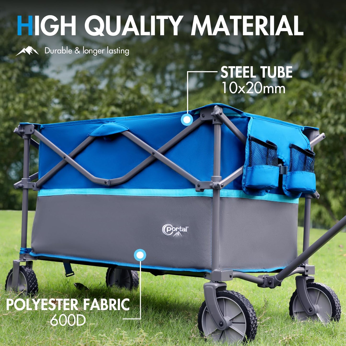 PORTAL XL Deeper Festival Trolley on Wheels 228L Larger Capacity Folding Camping Garden Beach Trolley Heavy Duty Pull along Cart Collapsible Wagon Foldable Picnic Trailer Hand Truck