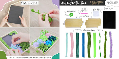WeVeel Cozy Craftworks Chenille Stem Flower & Succulent Craft Kit for Adults – Create a Wildflower Bouquet and Succulent Box Garden – Relaxing DIY Botanical Arts & Crafts Set