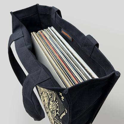 HumminGuru Heavy-Duty Vinyl Record Tote Bag | 16oz Premium Cotton Canvas LP Carrier | Holds 30+ Albums, 17” Laptop & Accessories | Ergonomic Shoulder Strap for Digging & Travel
