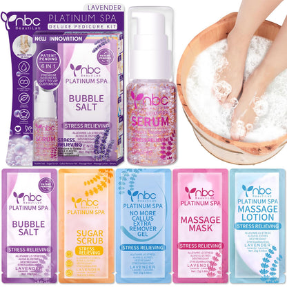 Pedicure Kit Foot Soak Set: Bubble Salt, Sugar Scrub, Massage Mask, Massage Lotion in a Box, 4 Step Foot Spa Kit for Dry Feet,Tired Feet（3 Set Tropical Fruit)