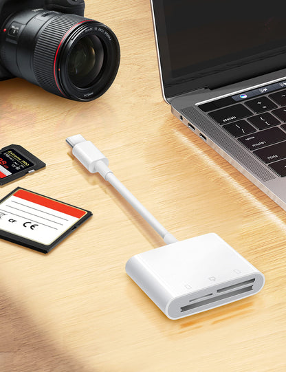 ChiaoPio USB C SD Card Reader, USB-C to SD CF Card, Type C SD Card Adapter Supports Compact Flash/CF/SD/MicroSD, Compatible for iPad Pro/Air/Mini Mac iMac Macbook Pro/Air Galaxy, Plug and Play