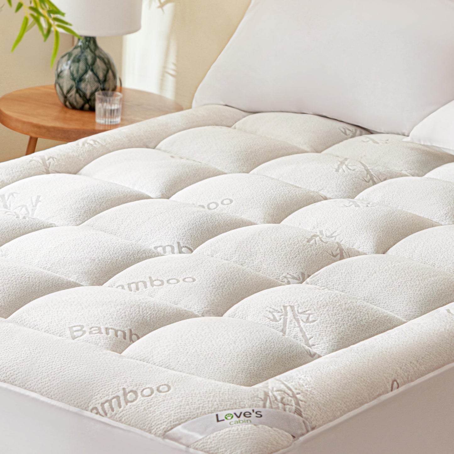 Love's cabin Twin Mattress Topper Viscose Derived from Bamboo, Thick Pillow Top Mattress Pad with Stretchable Pockets for 8"-20" Mattress, Soft Breathable Cooling Mattress Topper for Hot Sleepers