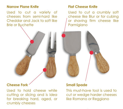 Cheese Board Set by StarBlue - with 4 Knives and Slide Out Drawer | Large Oak Wooden Cheese and Platter Cutting Serving Plate Tray | Best for Housewarming and Birthday Gift
