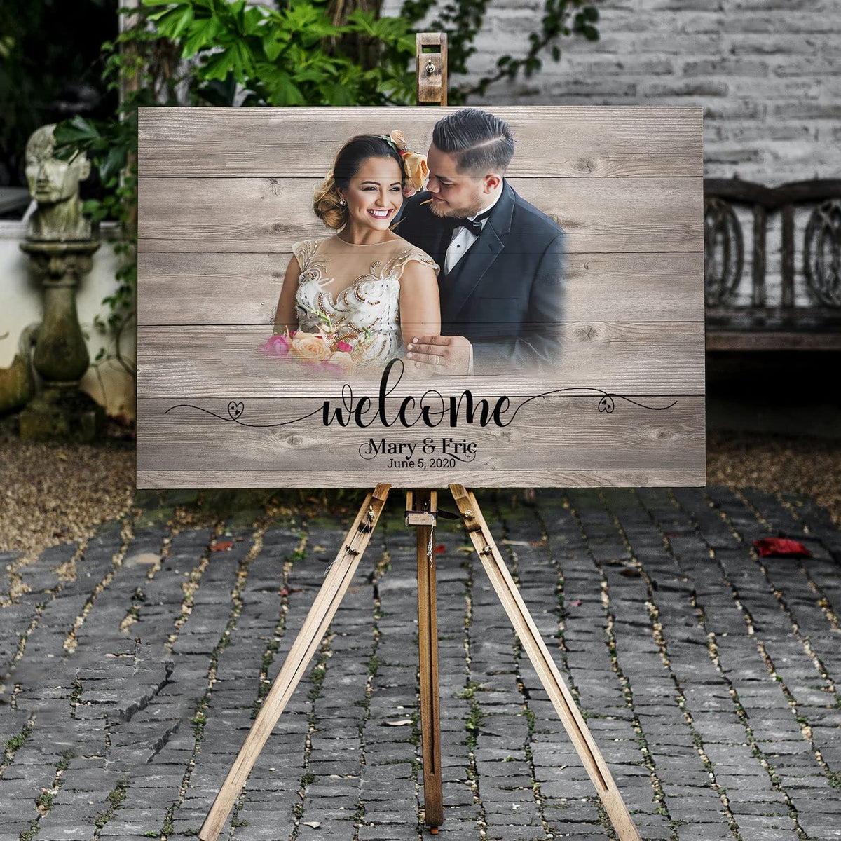 Rustic Wooden Welcome Sign | Custom Portrait from Photo | Wedding Gift & Decoration