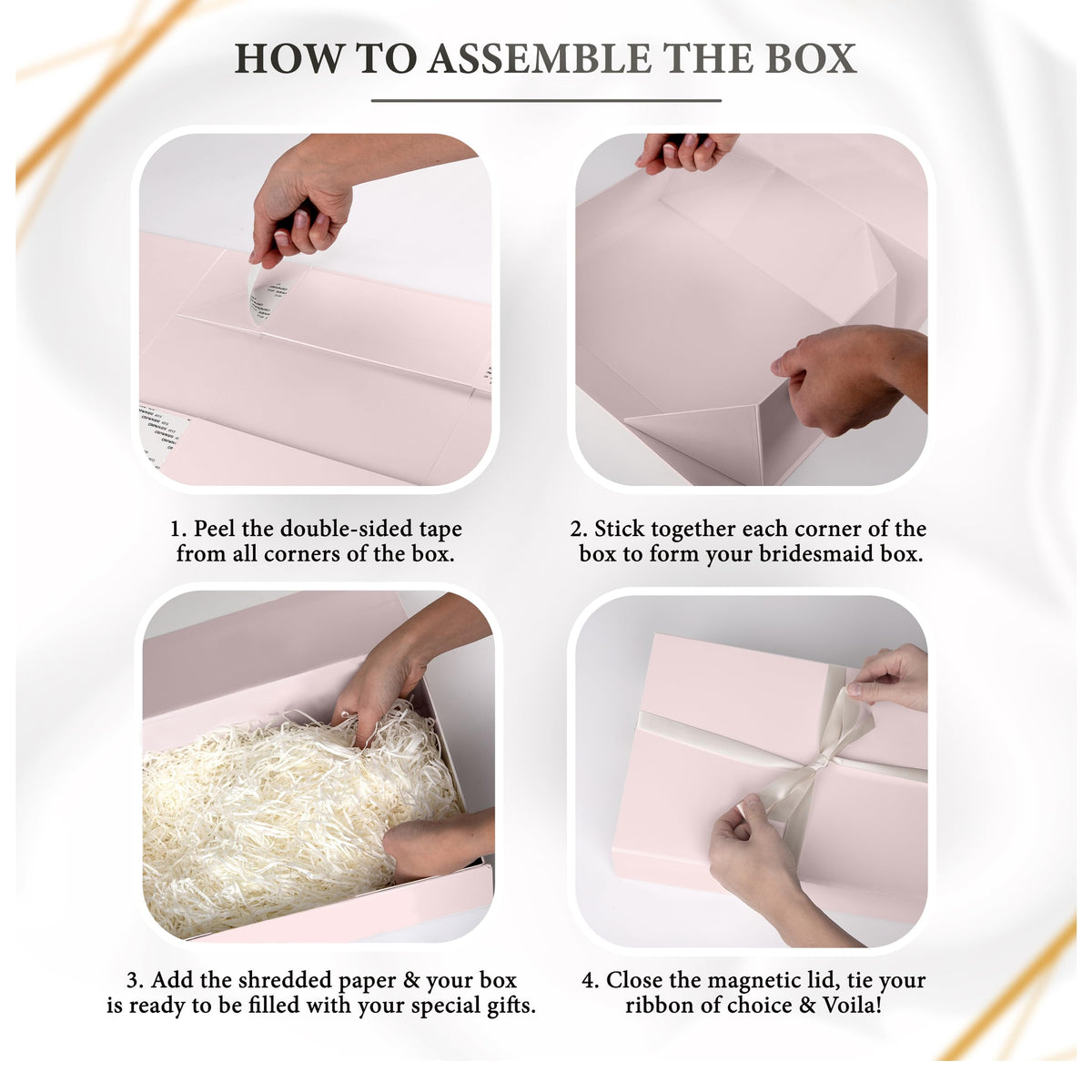 iPassion Gift Box Set - Bridesmaids Gifts for Wedding (5 Pack - Blush Pink), All Occasions, Bridesmaid Proposal, Magnetic Boxes With Lids, Big Set For Bridal, 13.5 x 9 x 4.5 inches, Pink GiftBox