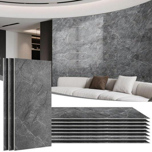 LARWORKS Natural Flexible Soft Stone Wall Panel, 20-Pack, 37.75 Sq Ft Coverage, Flexible & Bendable Exterior Wall Panels - Textured Stone Siding for Interior & Outdoor Use - Black