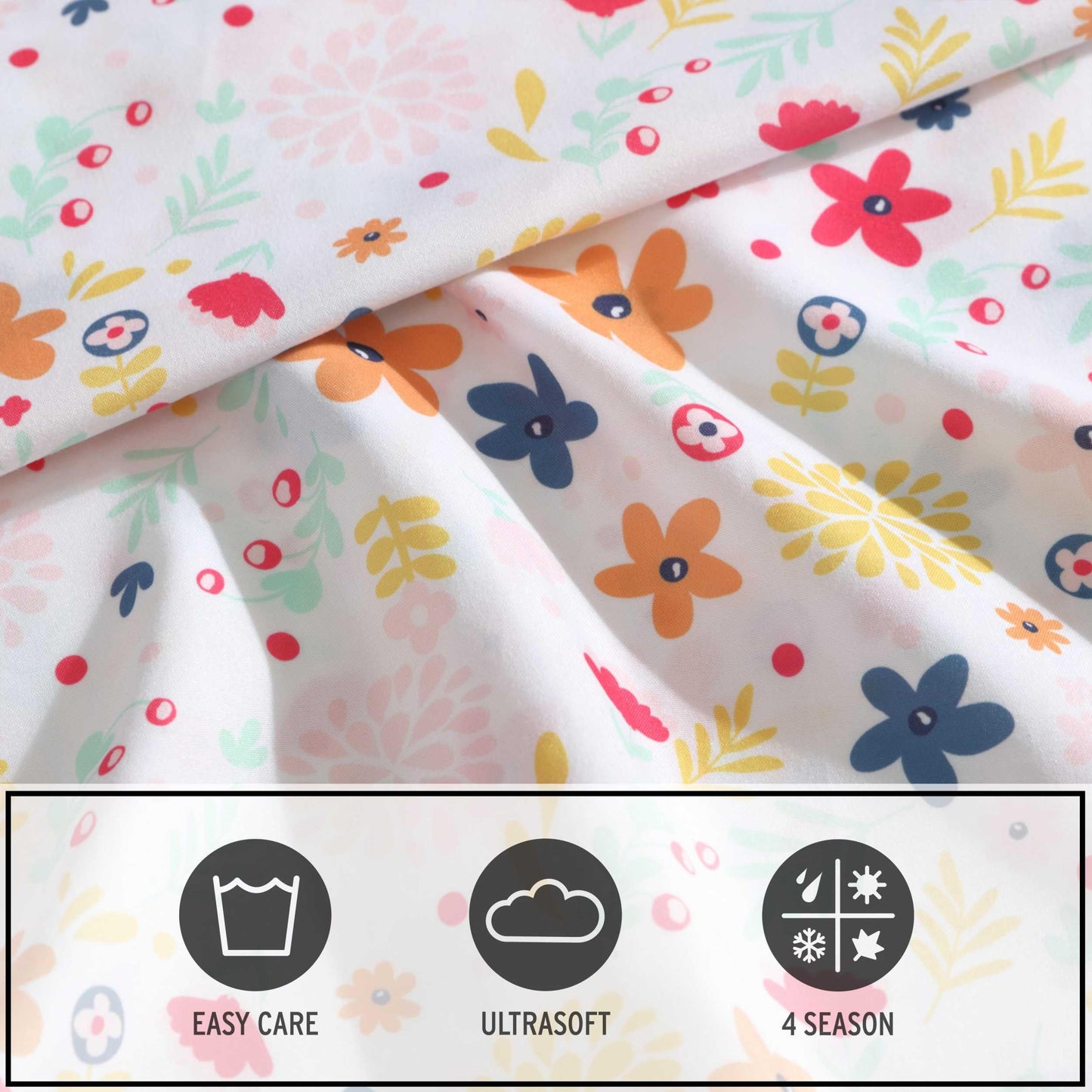 Eddie Bauer Kids - Full Sheets, Stain-Resistant Toddler Bedding with Matching Sham(s), Super Soft, Ideal Girl Room Essentials (Colorful Floral Pink, Full)