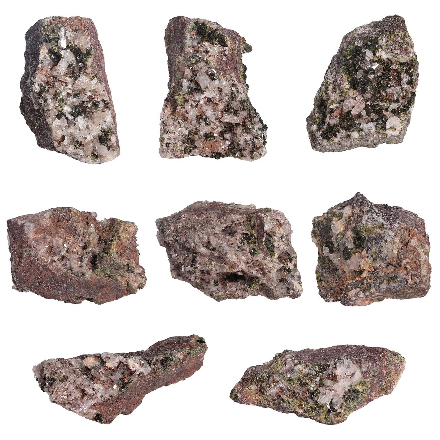 SUNYIK Natural Epidote Stone Geode Cluster, Rough Raw Crystal Rocks Mineral Specimen for Reiki Healing Home Decoration, 100-199g