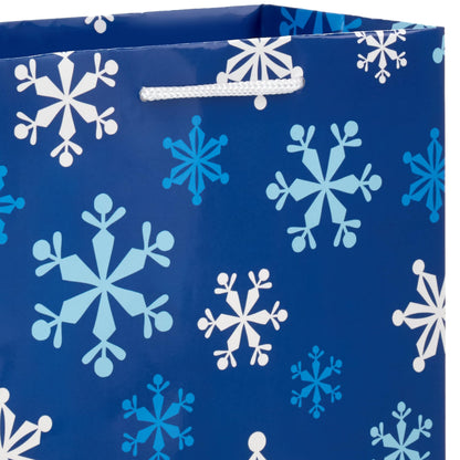 Hallmark Image Arts Assorted Christmas Gift Bags Bulk - Blue Plaid, Snowman, Deer, Tree, Snowflakes (16 Bags: 6 Small 5", 6 Medium 8", 2 Large 11", 2 XL 14") for Holiday Parties, Hanukkah, Weddings