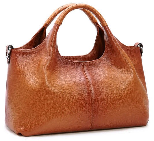 Iswee Genuine Leather Purses for Women Medium Size Satchel Handbags Crossbody Bag Shoulder Tote Bags Hobo Purses Trendy Ladies Hand Bag (Sorrel)