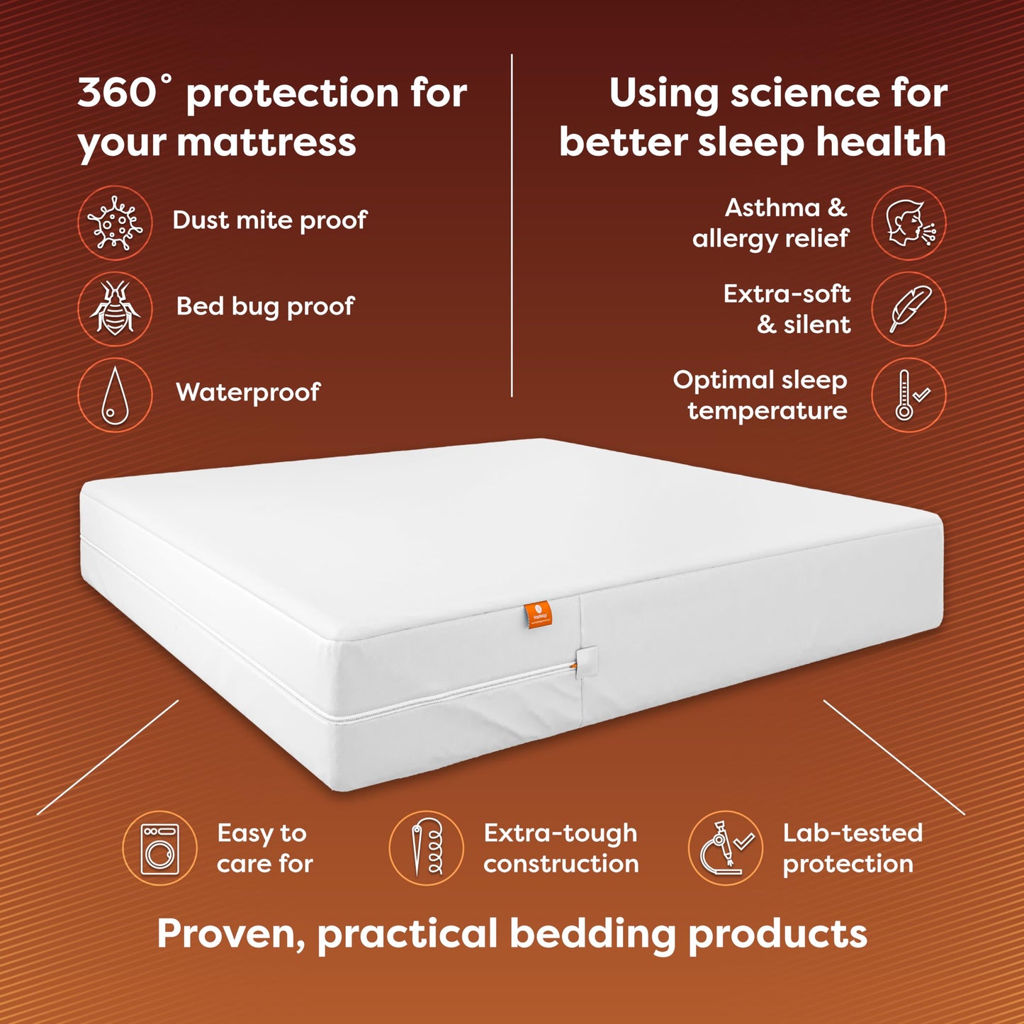 HOSPITOLOGY PRODUCTS Mattress Encasement - Zippered Bed Bug Dust Mite Proof Hypoallergenic - Sleep Defense System - Twin XL - Waterproof - Stretchable - Standard 12" Depth - 38" W x 80" L