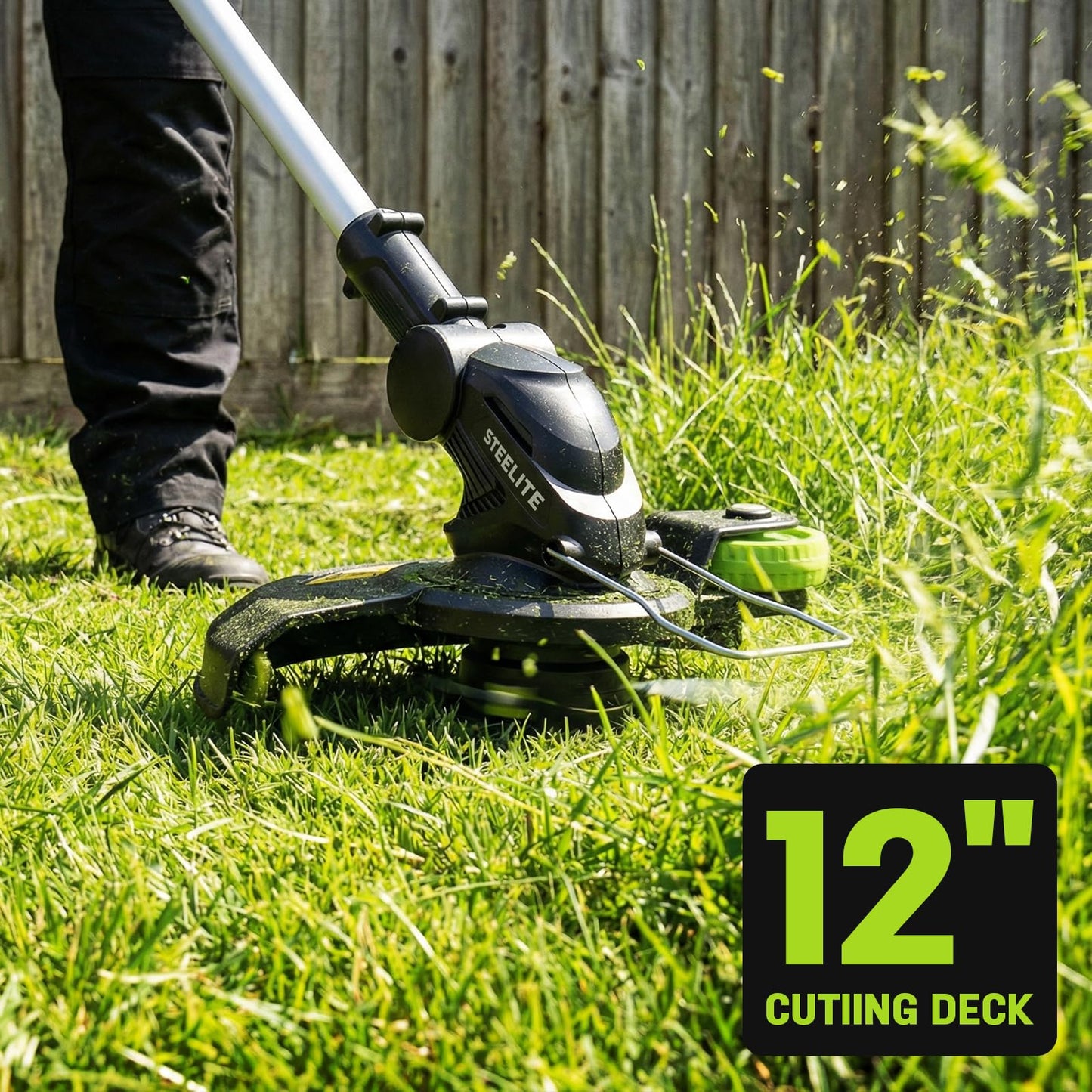 STEELITE 20V Electric Lawn Mower & 12-Inch 2-in-1 String Trimmer/Edger Combo, 13-Inch Cordless Mower with 4.0Ah + 2.0Ah Batteries & Charger, 5 Replacement Spools for Small Lawns