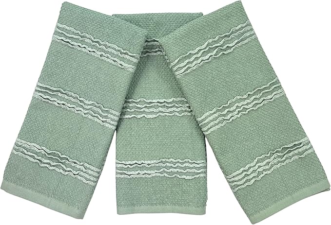 Sage Green Kitchen Dish Towels: 100% Cotton Cloth Soft Cleaning Drying
