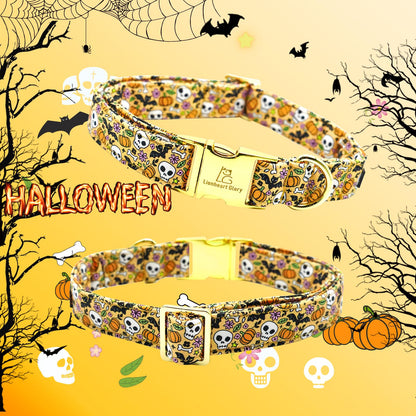 Lionheart Glory Halloween Dog Collars Skull Collar with Adjustable Flower Pattern for Small Dogs Puppy