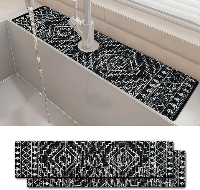 2PCS 24" X 5.5" Kitchen Sink Splash Guard Faucet Mat Aztec Super Absorbent Fast