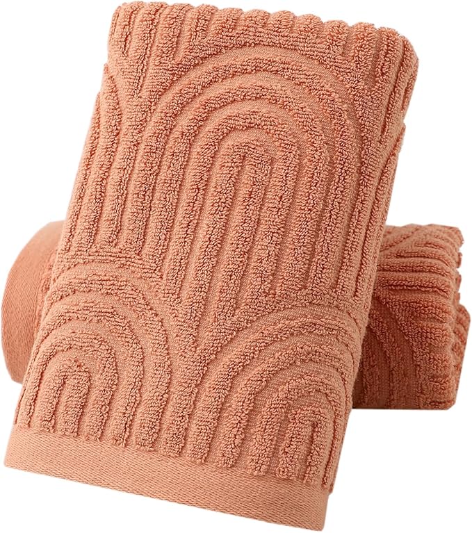 Pidada Hand Towels Set of 2 Striped Pattern 100% Cotton Absorbent Soft