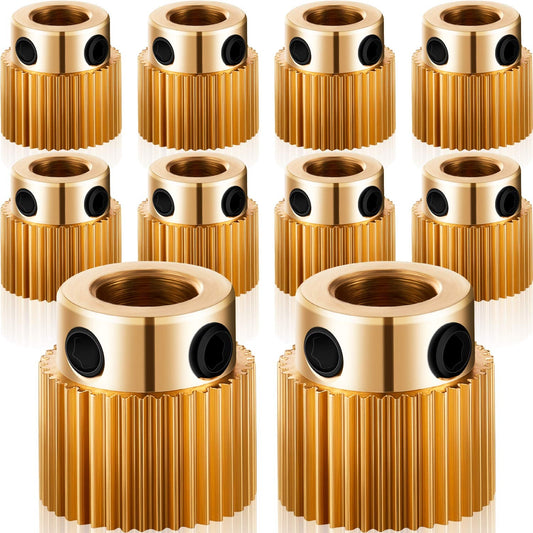 10 Pcs Extruder Wheel 3D Printer Parts Drive Gear Brass Extruder Wheel Gear Compatible with CR-10, CR-10S, S4, S5, Ender 3, Ender 3 Pro (40 Teeth)