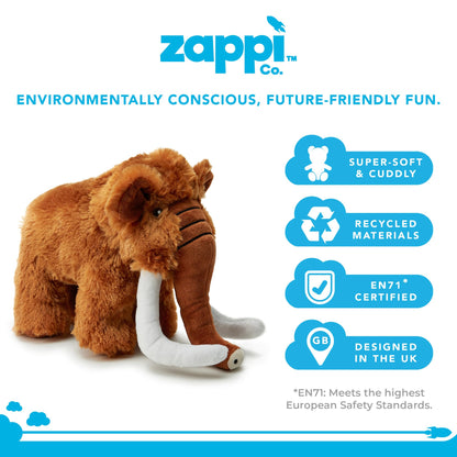 Zappi Co Ultra Soft Mammoth Plush Toy (23 cm Length) - 100% Recycled, Eco-Friendly, Newborn Gift, Realistic Lifelike