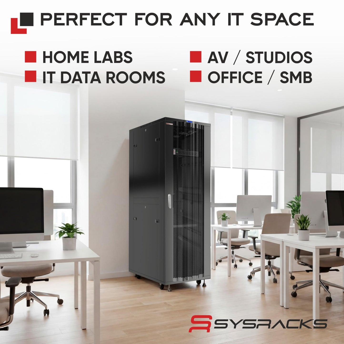 32U Server Rack Cabinet, 39” Deep 19” Floor Standing Network Enclosure, 1600 lb Capacity, 35” Rail Depth, Mesh Doors, 4 Fans, PDU, Shelf & Mounting Hardware