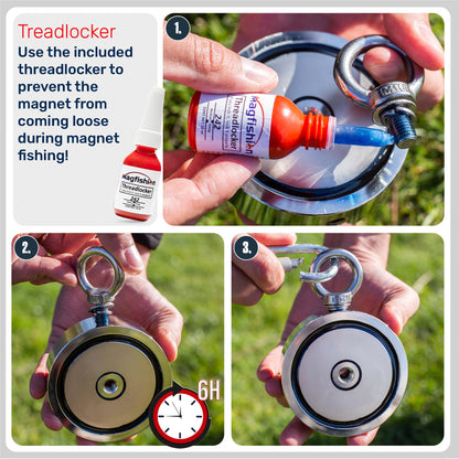 MAGFISHION Magnet Fishing Kit - 300 KG (700lb) - Ø60mm - Super Strong Neodymium Magnet with Rope (20M), Carabiner, Gloves, Threadlocker - Magnetic Powerful Magnets