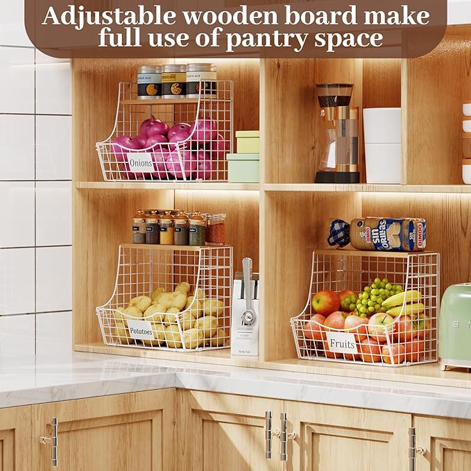 3 Pack Hanging Fruit Basket for Kitchen