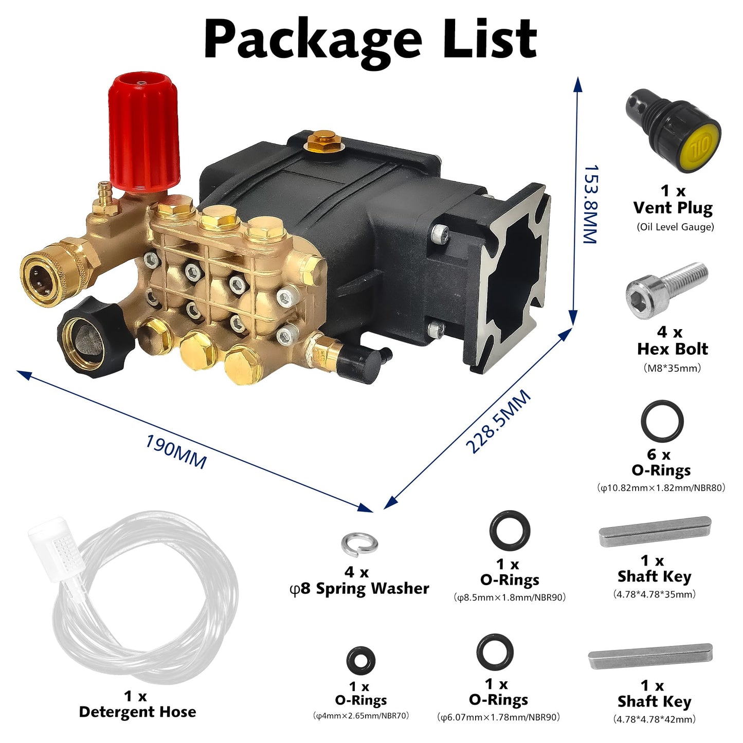 3300 PSI Pressure Washer Pump, 3.0 GPM, 3/4" Shaft Replacement Pump