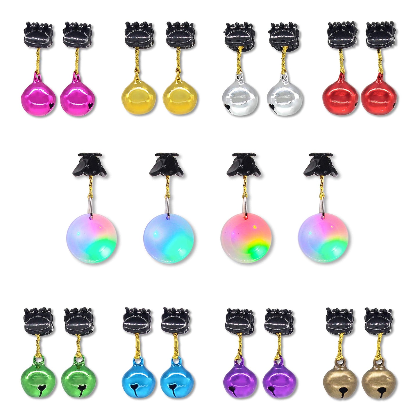 DecoTiny 20pcs Light Up Beard Ornaments, 16 Pcs Sounding Jingle Bells, 4 Pcs Lights and Bauble Ornaments - Great Christmas and New Year Festival Gift for Friends and Husband