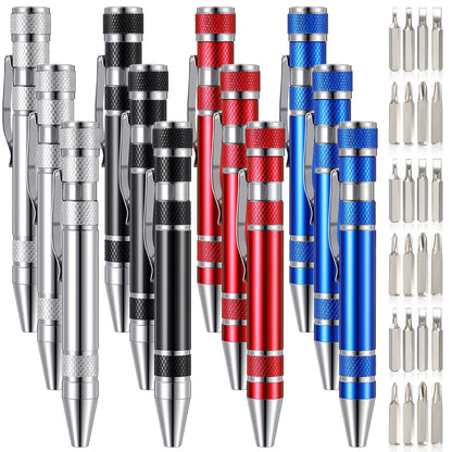 Mudder Pen Screwdriver Gifts Multitool Handy Tool 8 in 1 Magnetic Pocket Screwdriver Precision Function for Mini Gadgets(12 Pieces)