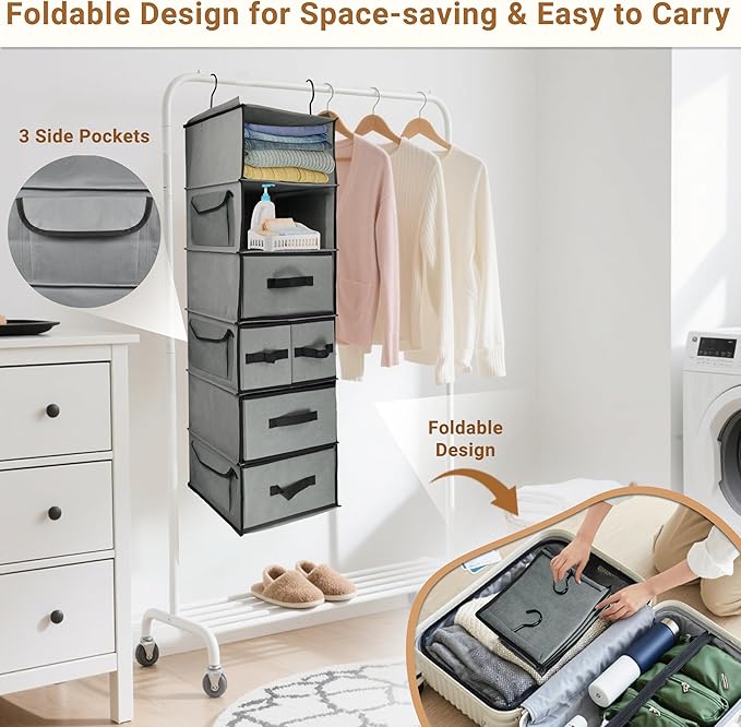 Durable 6-Tier hanging closet organizer