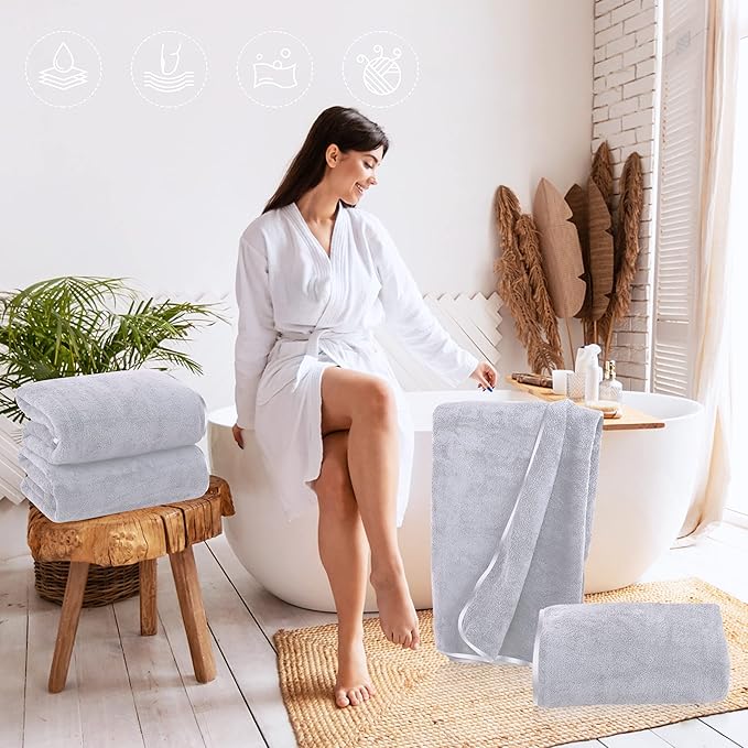 TENSTARS Silk Hemming Bath Towels