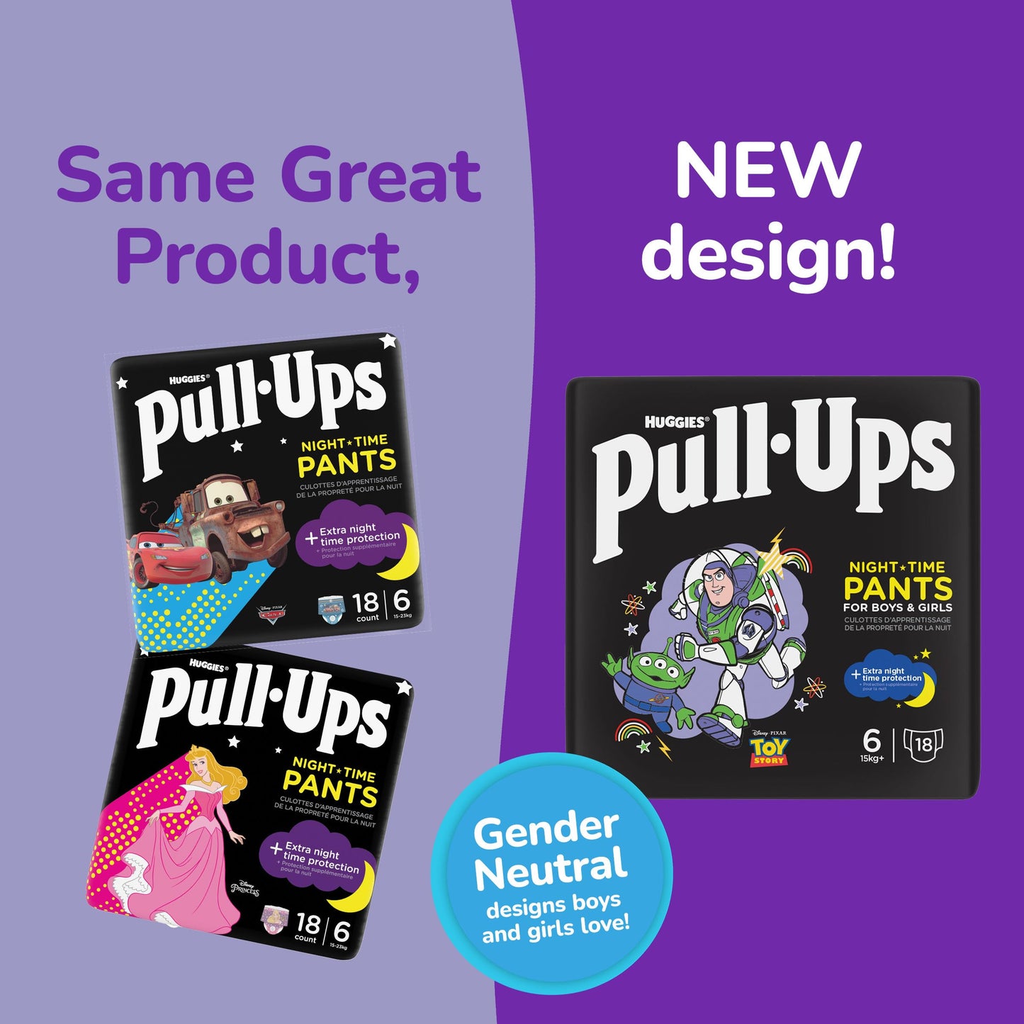 Huggies Pull-Ups, Trainers Night Nappy Pants - Size 6 , 15 kg+ Pull Up Nappies (36 Pants) - Extra Night Time Protection - Support for Consistent Potty Training Routines