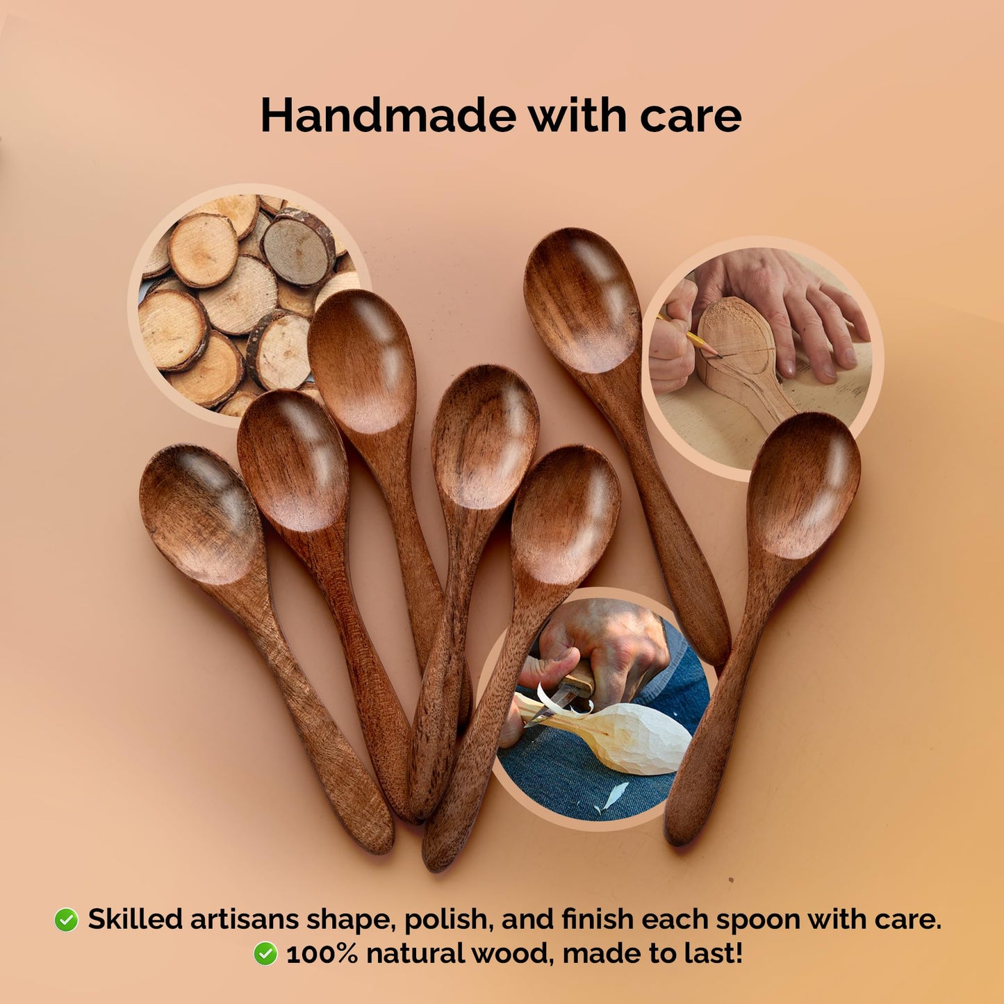 7-Piece Small Wooden Spoons – 5.8 Inch Acacia Wood Honey Teaspoons for Coffee, Tea, Jam, Spices & Condiments – Natural Mini Wood Spoons for Stirring, Serving & Kitchen Use from INANOSA