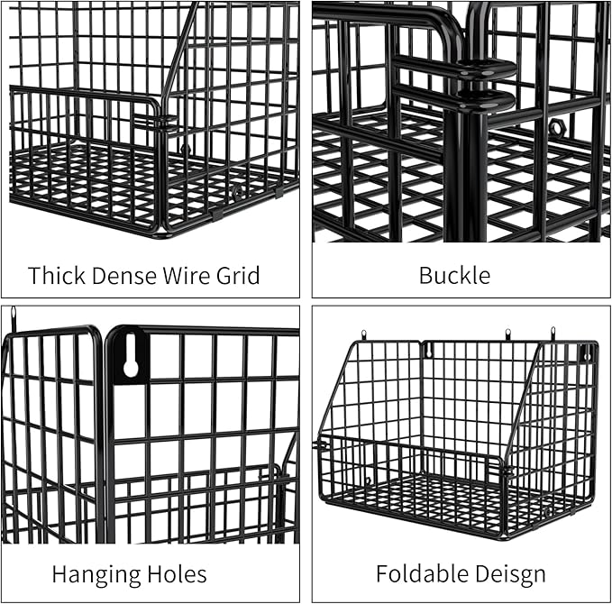 Stackable Wire Storage Baskets for Kitchen Closet Pantry, Hanging Closet