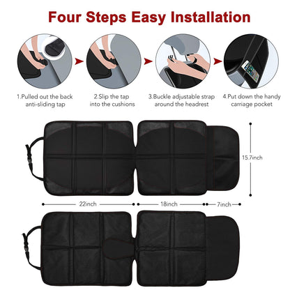 Beicarin Car Seat Protector Cushion Mat, 2 Pack Baby Seat Protector Child Car Seat with Organizer Pocket, Auto Dog Pad with Non Slip Backing Waterproof for SUV Sedan Truck