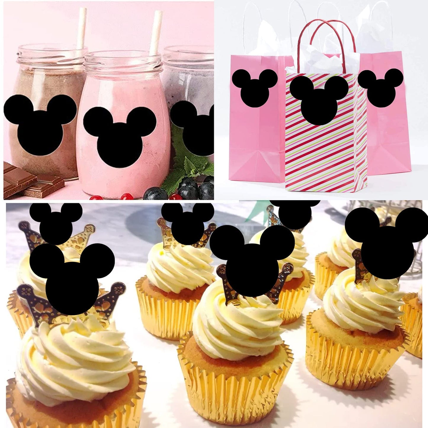 Mouse Vinyl Chalk Chalkboard Stickers Mouse Head Stickers 2.97 x 2.5 Inch PVC Sticker Mouse Heads Sticker 90 Pack Heads Stickerss for Mouses Themed Birthday Party