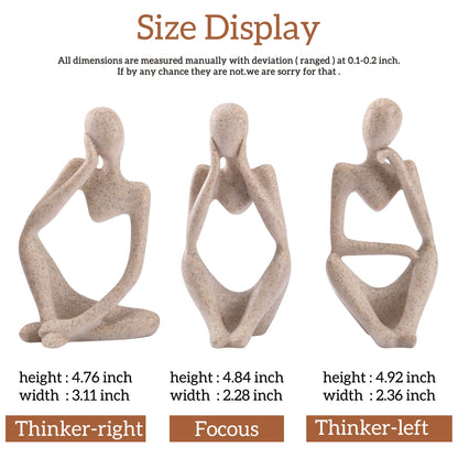 Winshall Thinker Statues and Sculptures,Sandstone Resin Thinker Statue Ornaments, Abstract Style Sculptures, Housewarming Gifts, Home Decorations, Living Room Desk Decor (Sandstone)