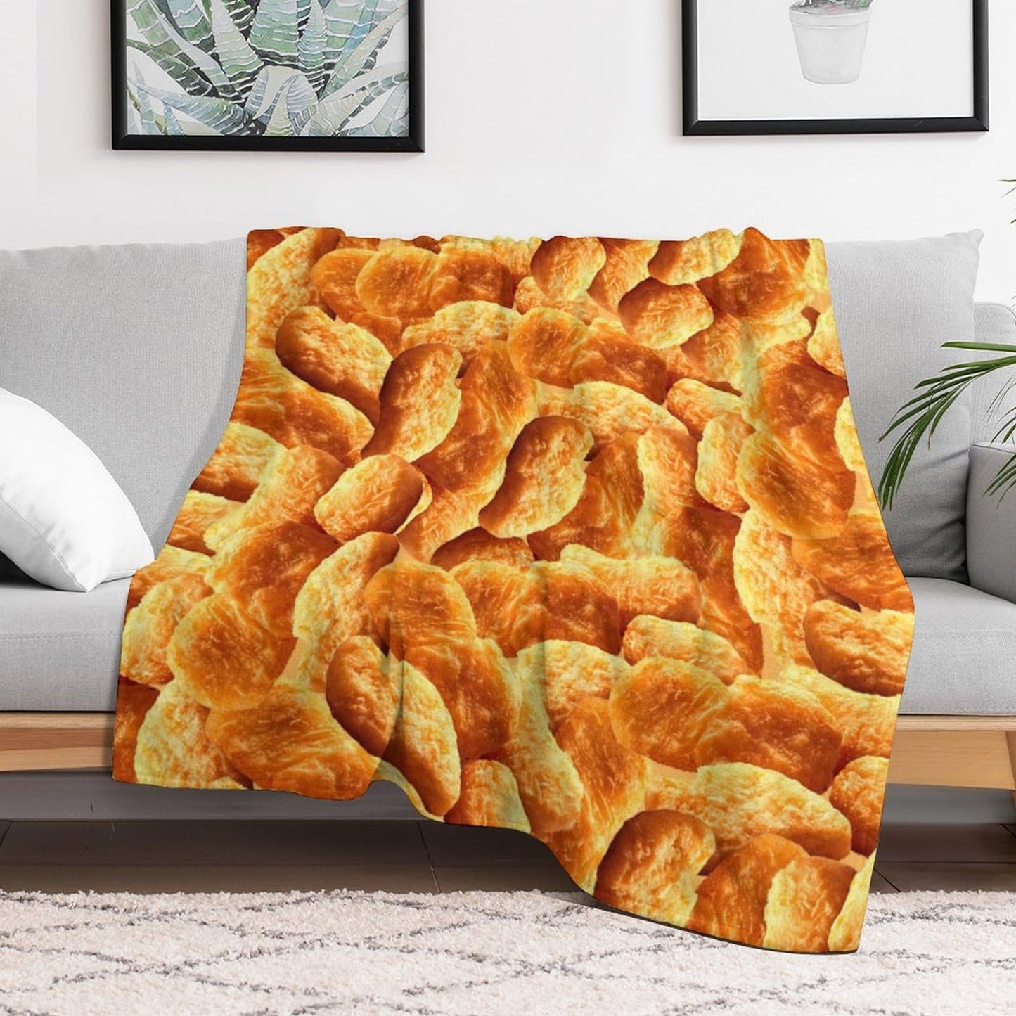 Chicken Nuggets Throw Blanket for Teens Boys Girls and Adults Soft Warm Cozy Funny Midweight Food Flannel Blankets for Couch Sofa Bed Camping Travel Home Decor 40" X 50"