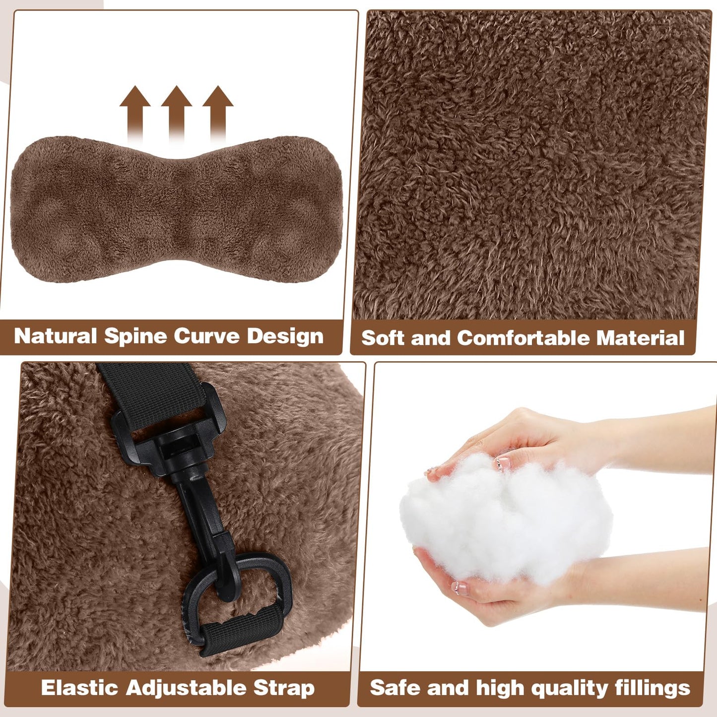 1 Pc Neck Pillow for Recliner Headrest Pillow Bone Shaped Chair Plush with Adjustable Strap Neck Support and Pain Relief Curve Head Cushion for Car Travel Airplane (Grey)